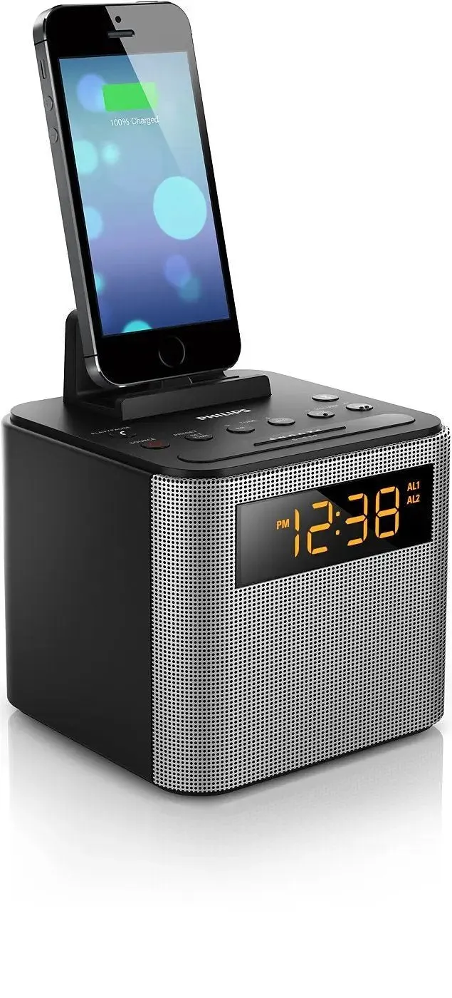 Philips AJT3300/37 Bluetooth Clock Radio with iPhone/Android Speaker Dock, Built-in microphone.