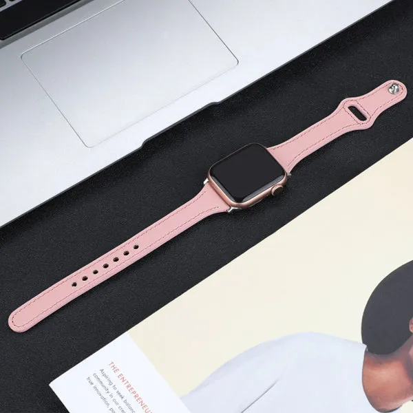 Pink Genuine Leather Apple Watch Band (for small wrist) 粉色真皮Apple 錶帶 (適合小手腕) KCWATCH1071a