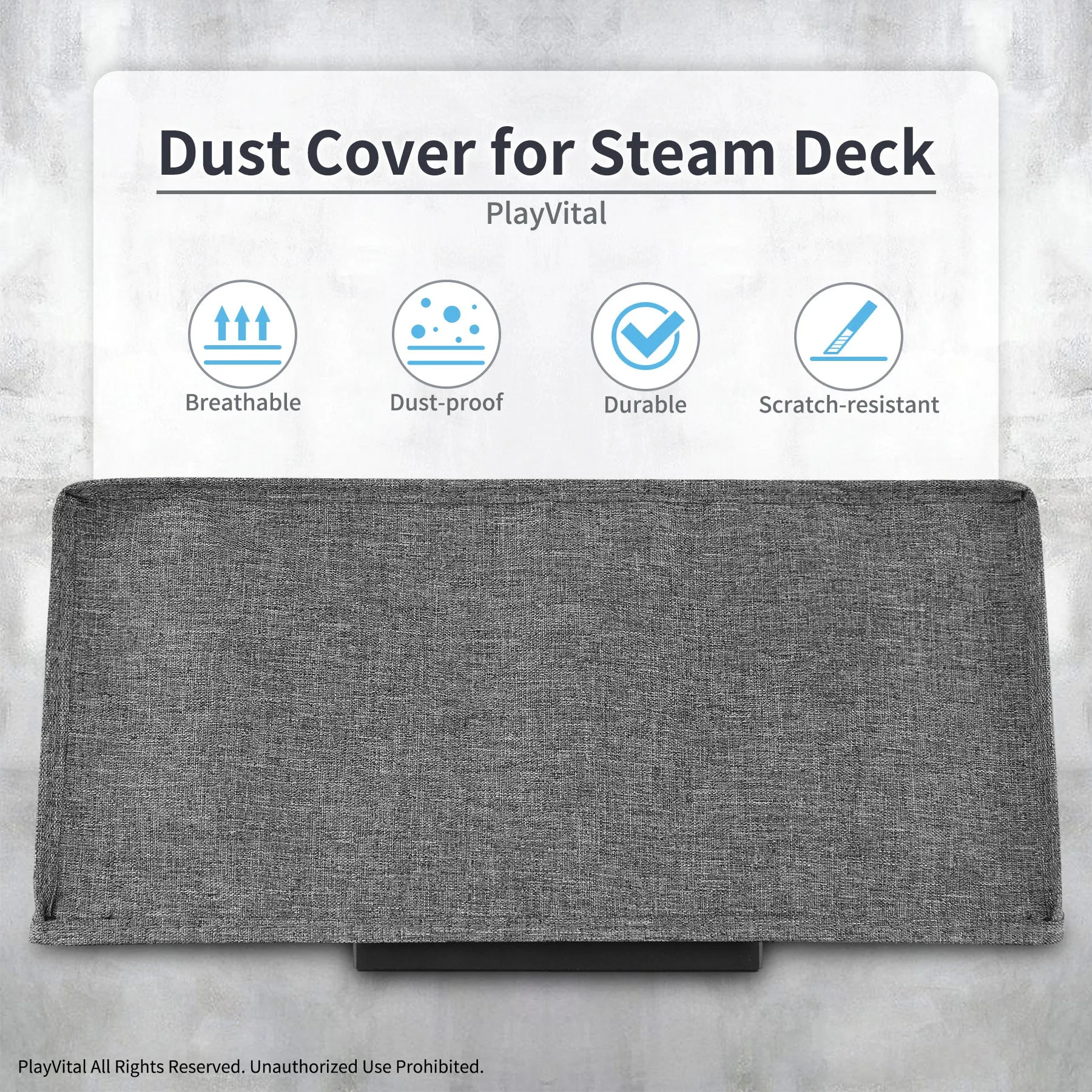 PlayVital Soft Neat Lining Dust Cover for Steam Deck LCD & OLED - Gray - PCSDM002