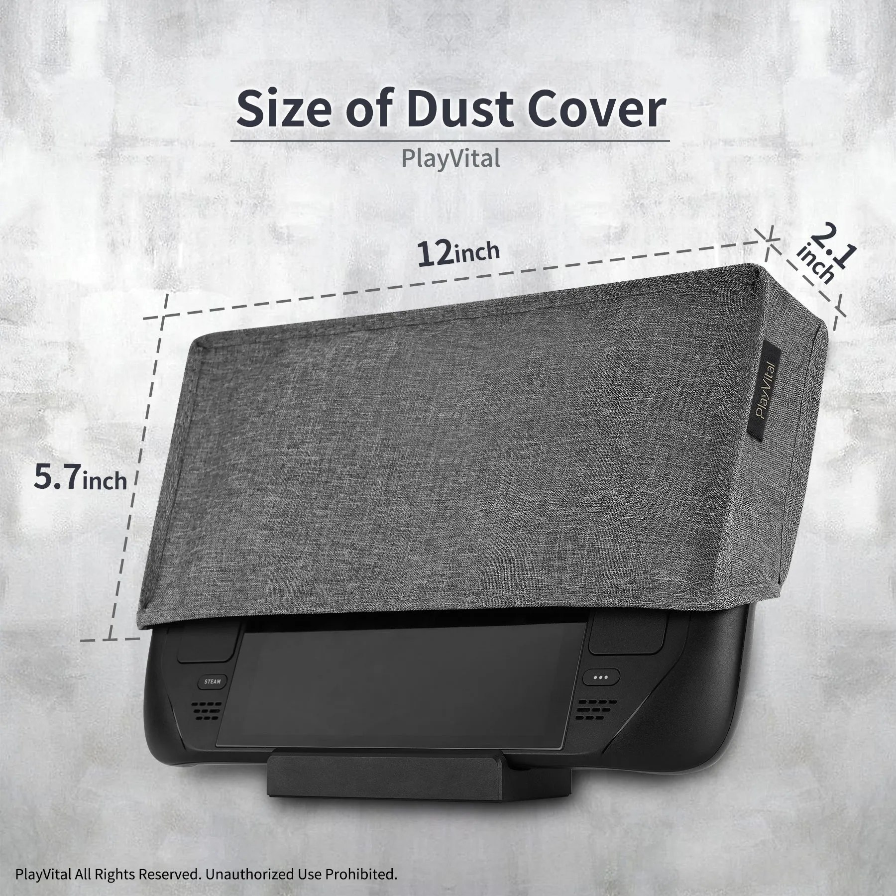 PlayVital Soft Neat Lining Dust Cover for Steam Deck LCD & OLED - Gray - PCSDM002