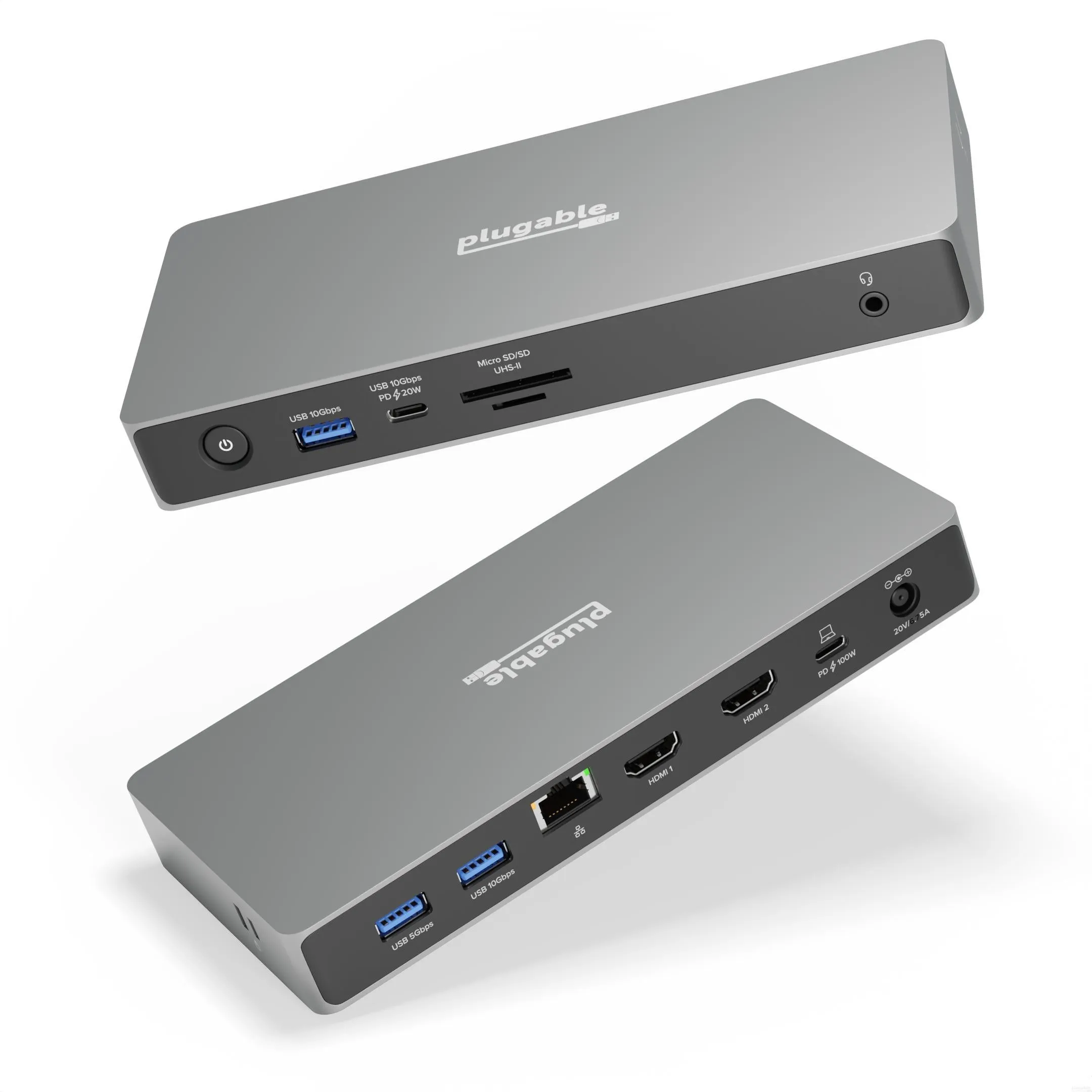 Plugable USB4 Dual Monitor Docking Station with 4K 120Hz HDMI, 100W Charging