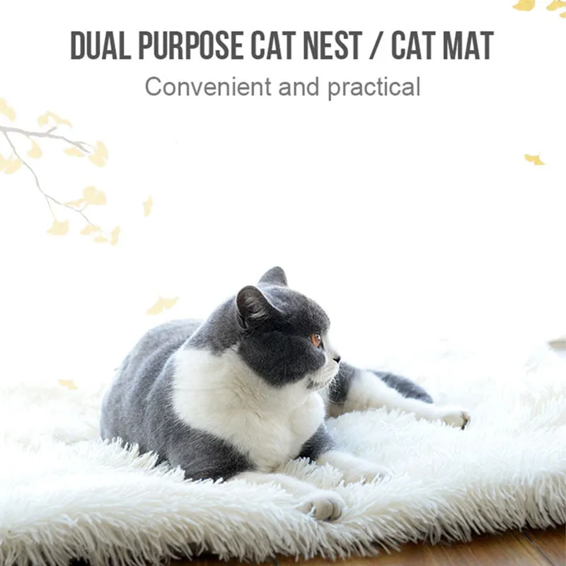 Plush Cat Nest Dual-use Pet Mat Soft Washable for Kitten Puppy