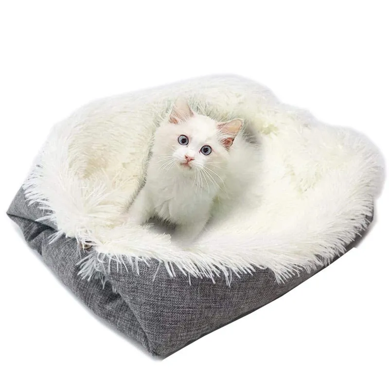 Plush Cat Nest Dual-use Pet Mat Soft Washable for Kitten Puppy