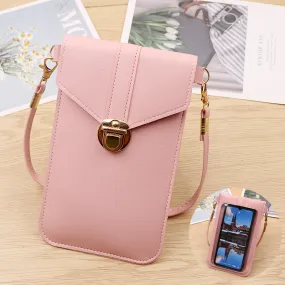 PU Leather Lock Phone Simple Crossbody Shoulder Bag