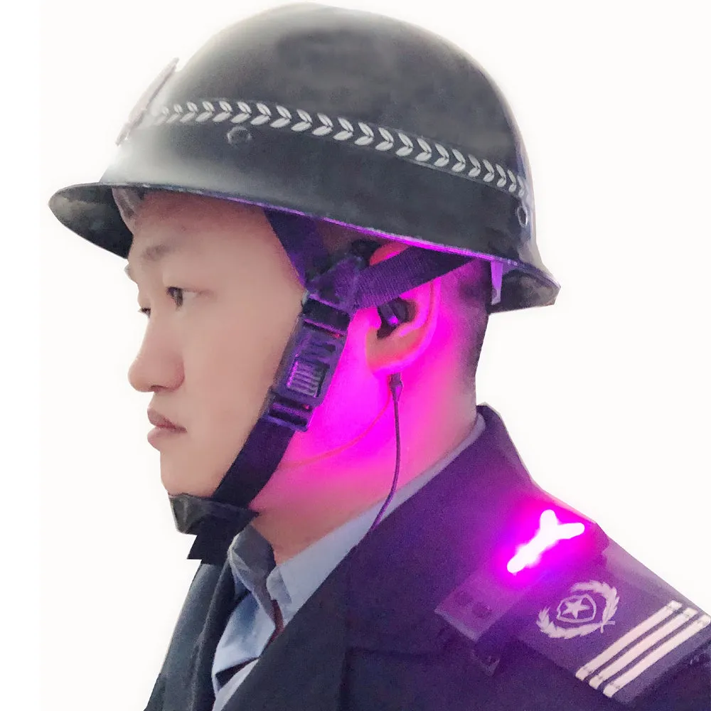 Public Security Personnel Shoulder LED Lamp with Bluetooth Earphone for Night Ultra Bright Warning