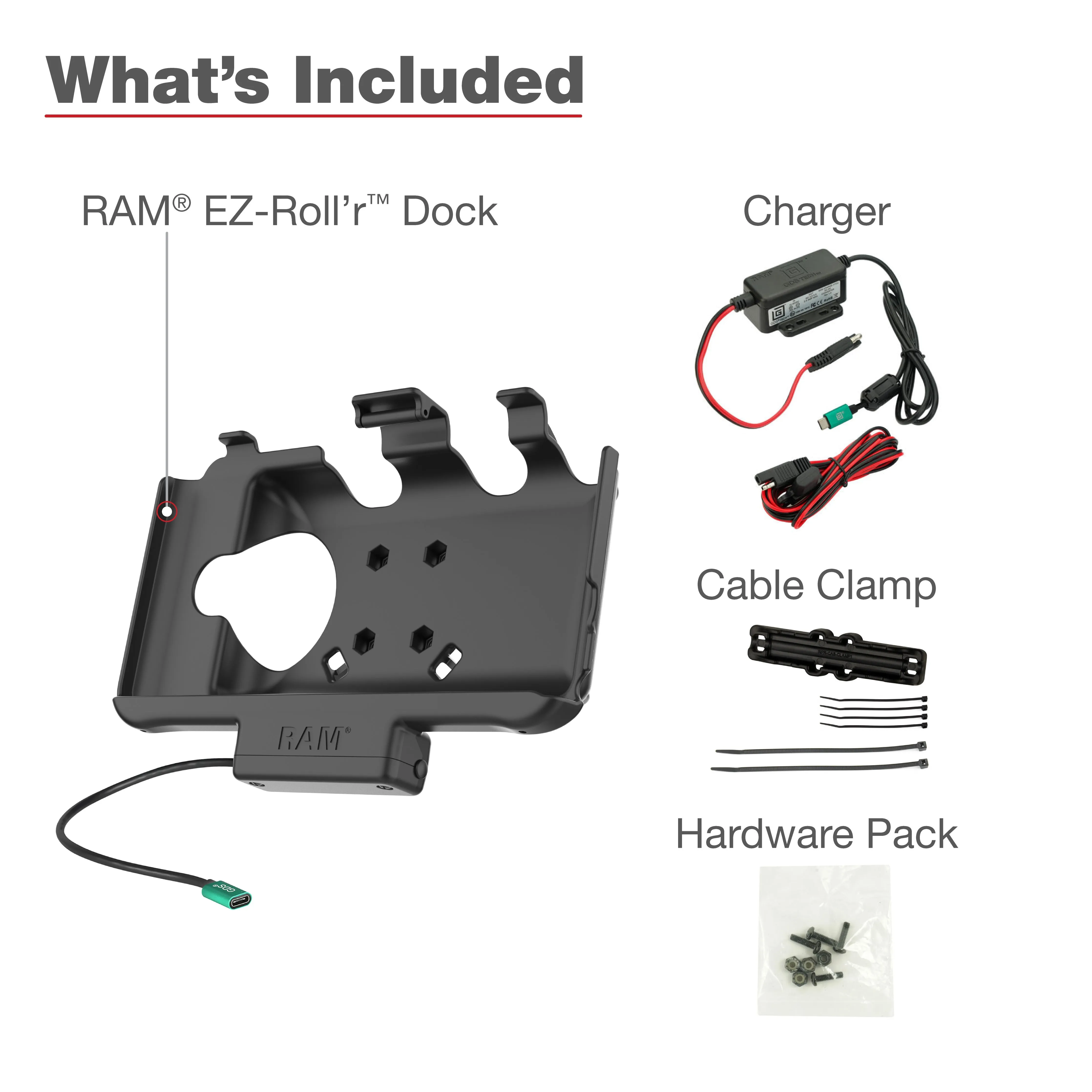 RAM® USB-C Powered Dock for Tab Active5 & 3 with Hardwire Charger