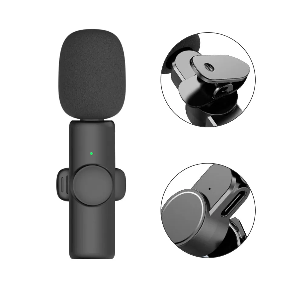 Rechargeable Wireless Mini Plugged-in Microphone Lapel with Clip