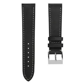 Rochefort Flat Patina Calf Leather Watch Strap - Anthracite