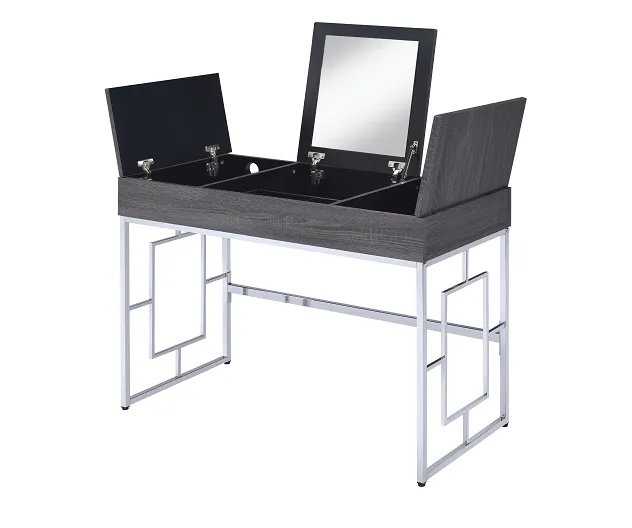 Saffron Black Oak & Chrome Vanity Desk