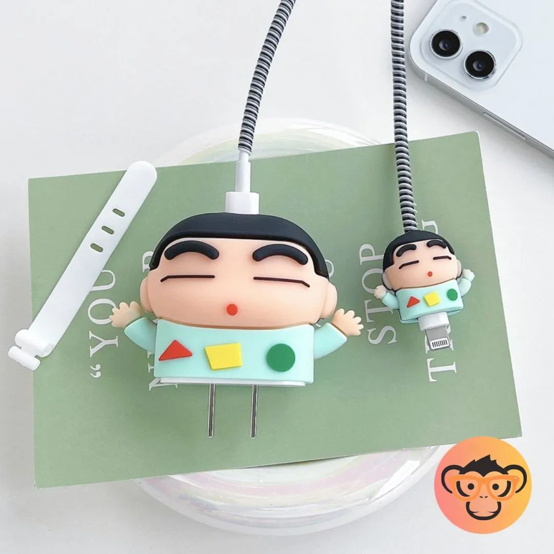 Shinchan Apple Charger Cover | Silicon Cover for 20 W Charger