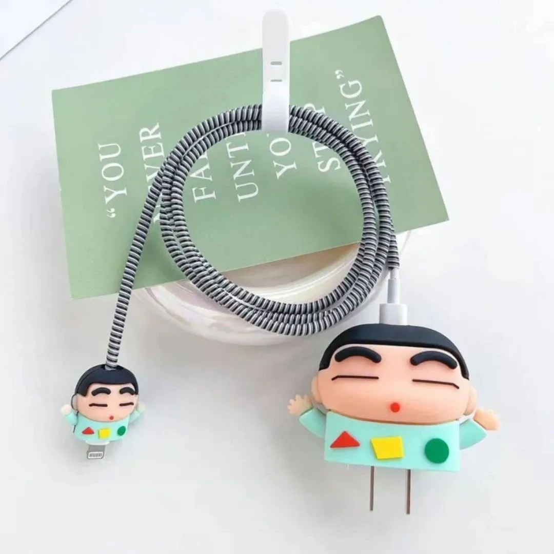 Shinchan Apple Charger Cover | Silicon Cover for 20 W Charger