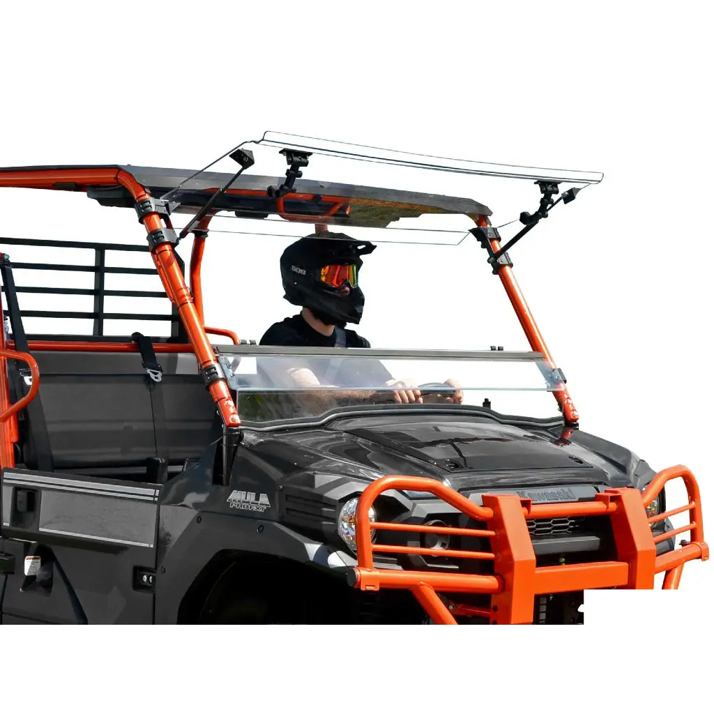 SuperATV Kawasaki Mule Pro Scratch-Resistant Flip Windshield