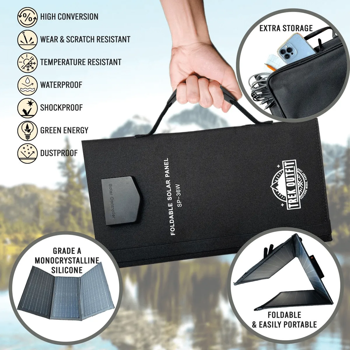 Trek Outfit Waterproof Solar Charger - 36W & 44W Fast Charging