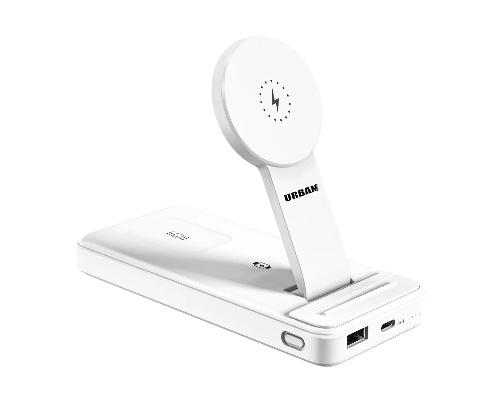 Urban PowerBuddy 5-in-1 Foldable Wireless Charger Powerbank (White)