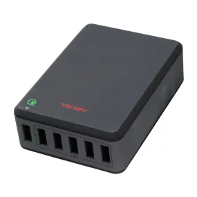 Ventev rq600 Series 6 Port Charging Hub featuring Quick Charge 2.0 - Gray