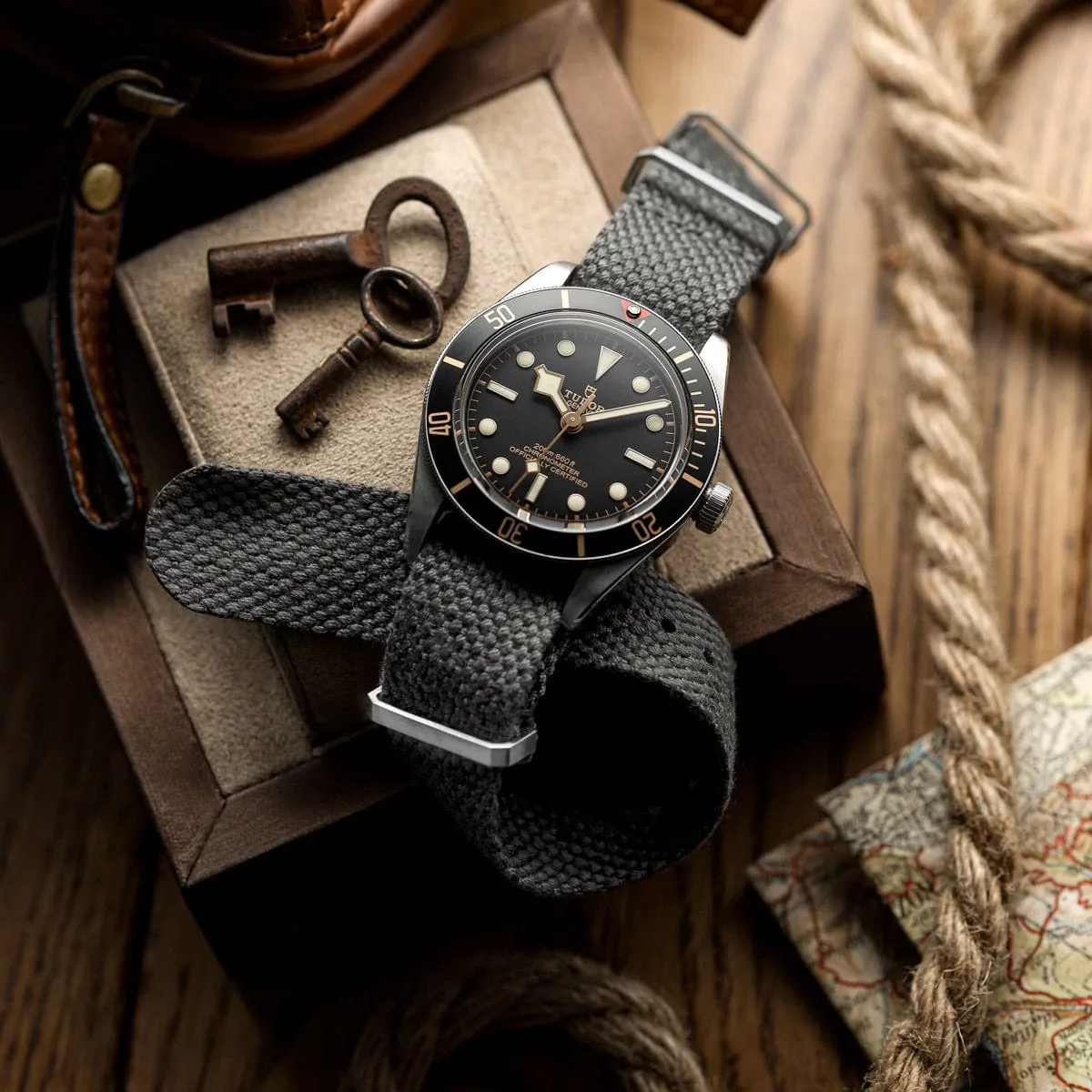 WatchGecko Braemore Military Canvas Watch Strap - Space Force Grey