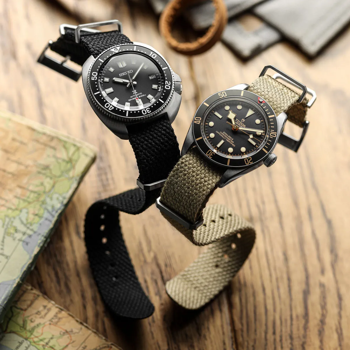 WatchGecko Braemore Military Canvas Watch Strap - Tactical Black