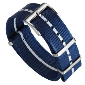 WatchGecko Signature Military Nylon Watch Strap - Blue & White