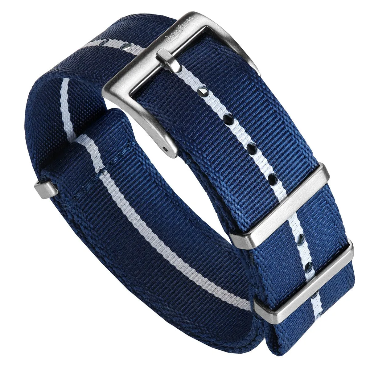 WatchGecko Signature Military Nylon Watch Strap - Blue & White