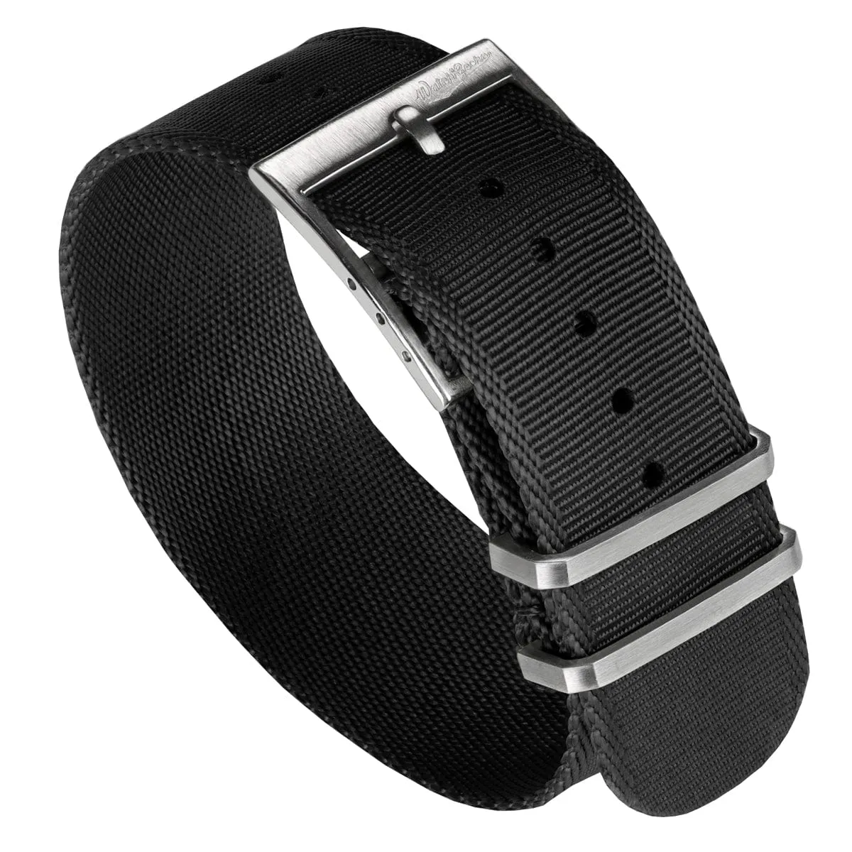 WatchGecko Signature Single Pass Military Nylon Watch Strap - Black