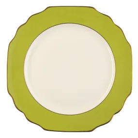 White Georgian ColorSheen Apple Green - Gold Banding - Charger Plate