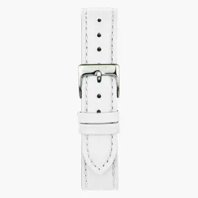 White Leather Watch Strap - Silver - 32mm