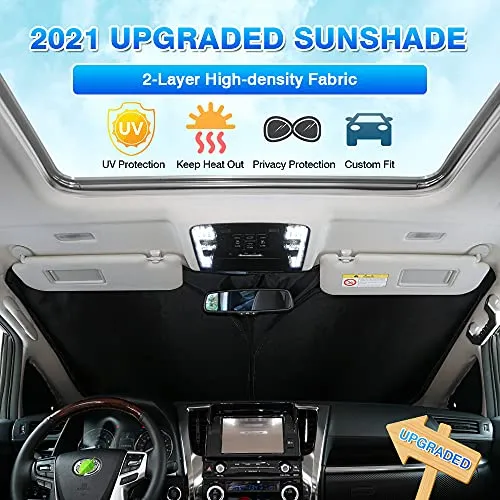 Windshield Sunshade for 2012-2021 Tesla Model S Window Sun Shade Foldable Sun Shield Upgrade Reflective Polyester Cover Block Heat and Sun