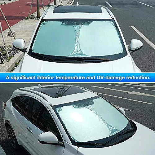 Windshield Sunshade for 2012-2021 Tesla Model S Window Sun Shade Foldable Sun Shield Upgrade Reflective Polyester Cover Block Heat and Sun