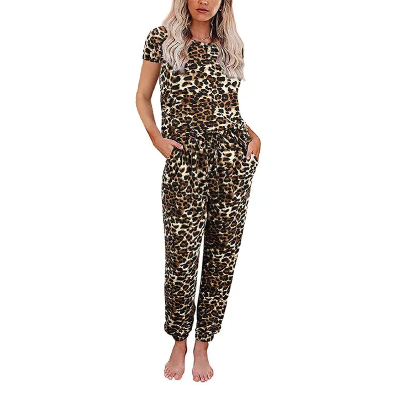 Women Tie-dye Short Sleeve Tops and Long Pants Pajama Sets