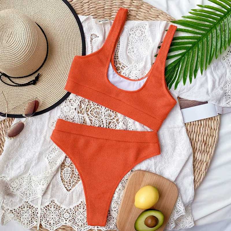 Women's Summer Beach Sexy High Waisted Bikini Swimsuit Set