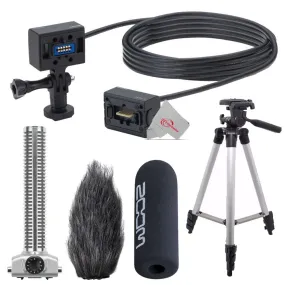 Zoom ECM-6 19.7' Extension Cable with Action Camera Mount   Zoom SGH-6 Shotgun Microphone Capsule    ZOOM WSS-6 Windscreen For SGH-6 and SSH-6 Shotgun Mic Capsules   Tall Tripod