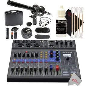 Zoom LiveTrak L-8 Portable Podcast 8-Track Digital Mixer and Multitrack Recorder   VidPro 1" Pro Microphone Kit