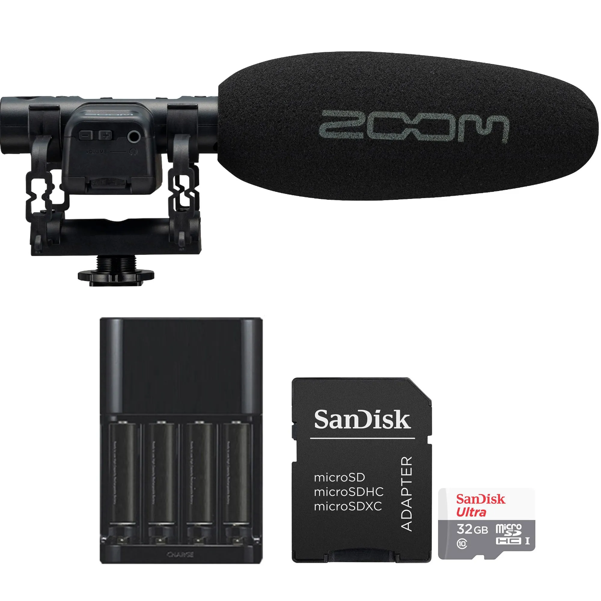 Zoom M3 MicTrak Stereo Shotgun Microphone and Recorder with SanDisk 32GB Ultra UHS-I microSDHC Memory Card Essential Kit