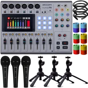 Zoom PodTrak P8 Portable Multitrack Podcast Recorder   Behringer XM1800S Mic Accessory Kit