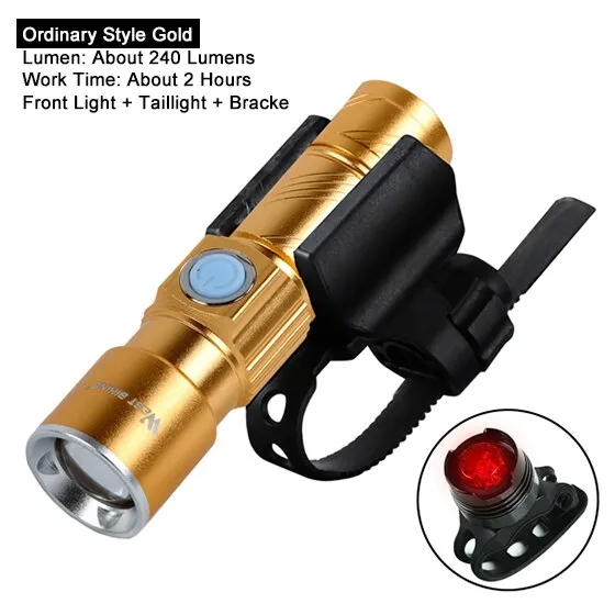 Zoomable Bike Light Waterproof Portable Tactical Torch LED Flashlight USB Rechargeable Bicycle Cycling Front Lamp