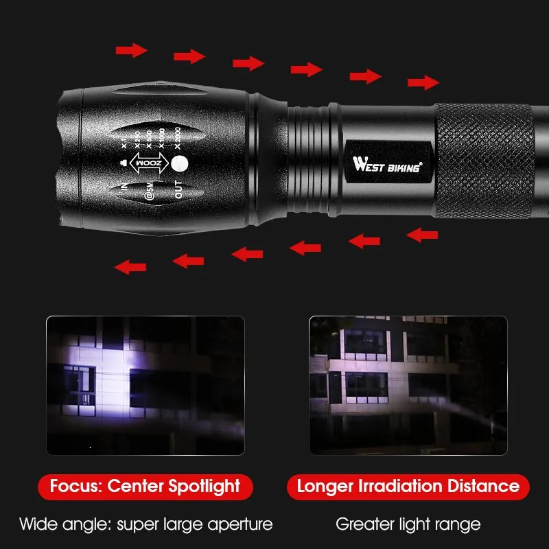 Zoomable Bike Light Waterproof Portable Tactical Torch LED Flashlight USB Rechargeable Bicycle Cycling Front Lamp